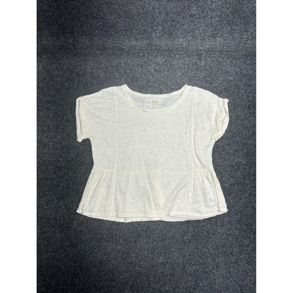 Madewell linen blouse peplum boxy lightweight natural fibers clean girl minimal